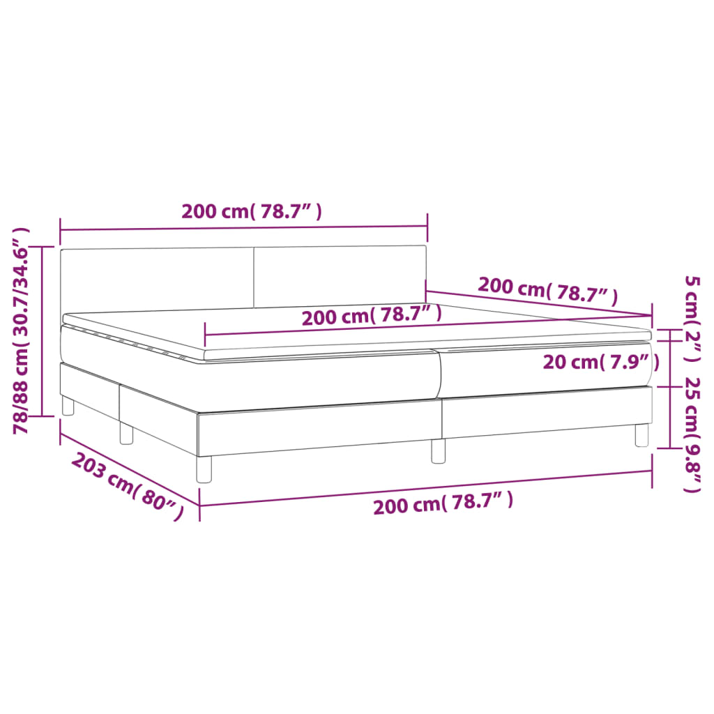 Sommier à lattes de lit avec matelas Crème 200x200 cm Tissu - XIOS