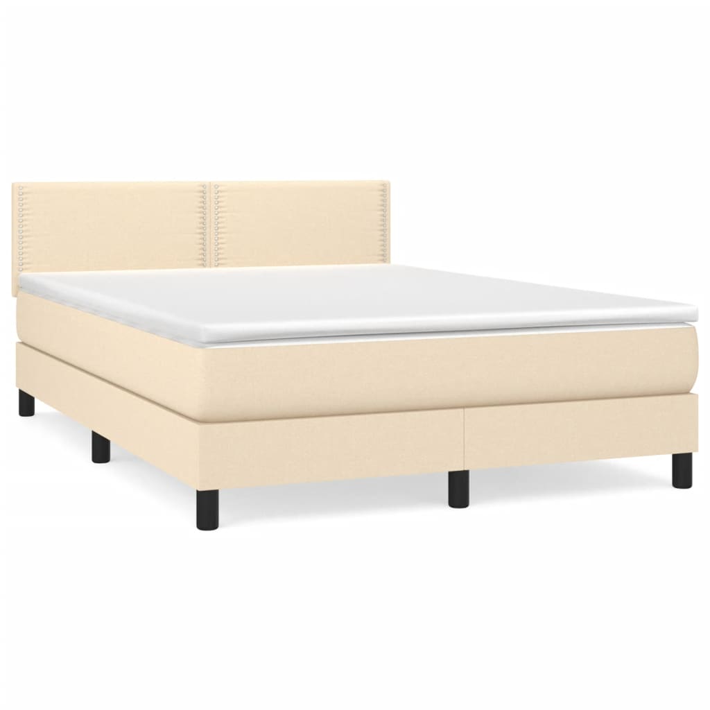 Sommier à lattes de lit avec matelas Crème 140x190 cm Tissu - XIOS