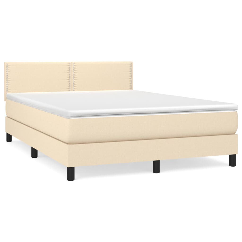 Sommier à lattes de lit avec matelas Crème 140x200 cm Tissu - XIOS