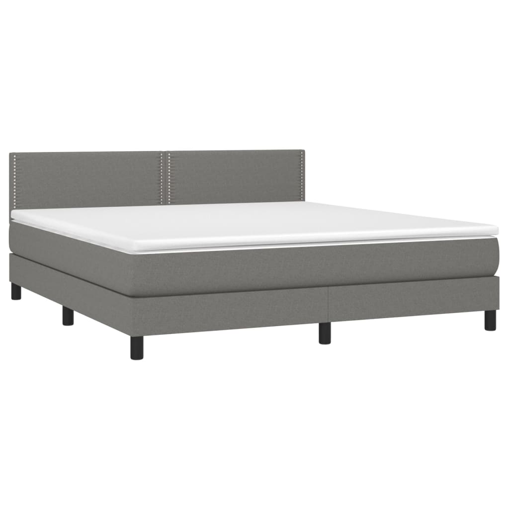 Sommier à lattes de lit avec matelas Gris foncé 180x200cm Tissu - XIOS
