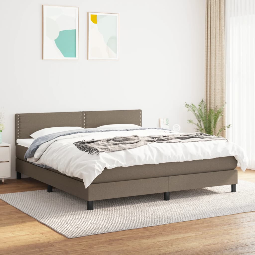 Sommier à lattes de lit avec matelas Taupe 180x200 cm Tissu - XIOS