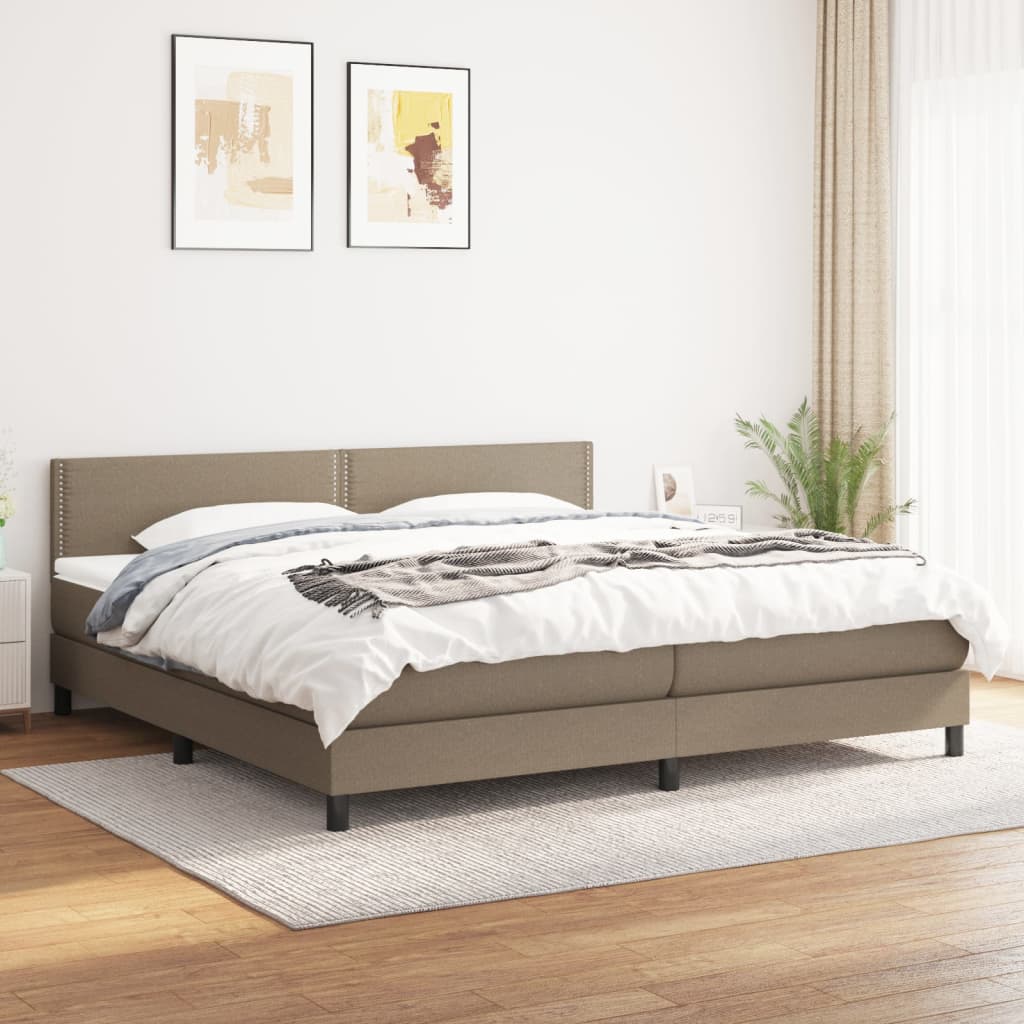 Sommier à lattes de lit avec matelas Taupe 200x200 cm Tissu - XIOS