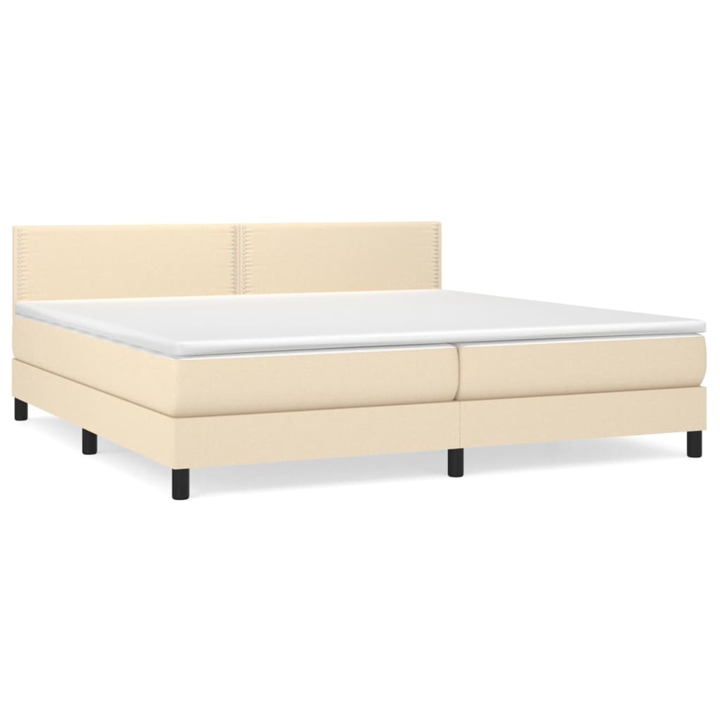 Sommier à lattes de lit avec matelas Crème 200x200 cm Tissu - XIOS