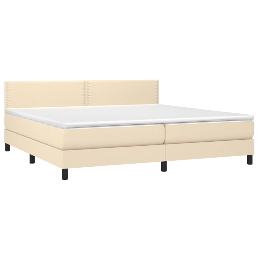 Sommier à lattes de lit avec matelas Crème 200x200 cm Tissu - XIOS