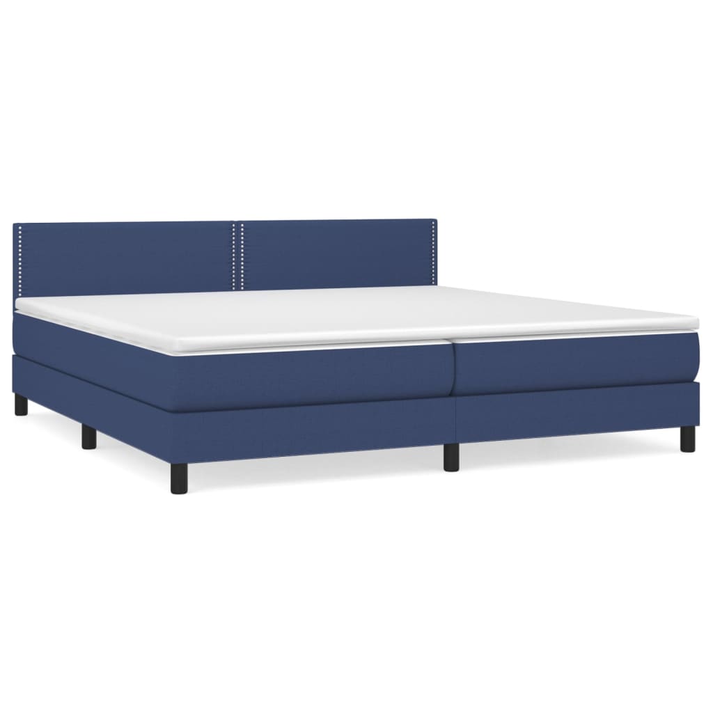 Sommier à lattes de lit avec matelas Bleu 200x200 cm Tissu