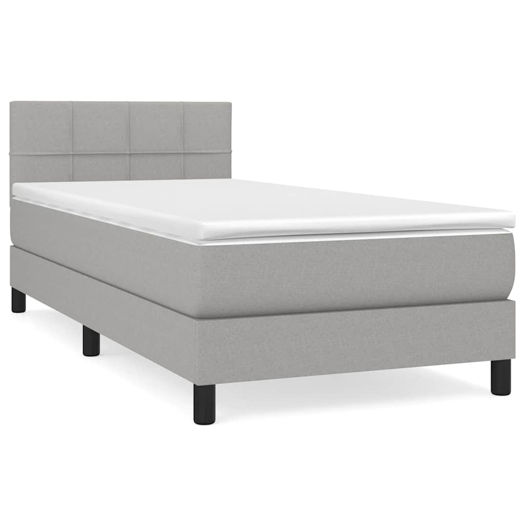 Sommier à lattes de lit et matelas Gris clair 90x190 cm Tissu - XIOS