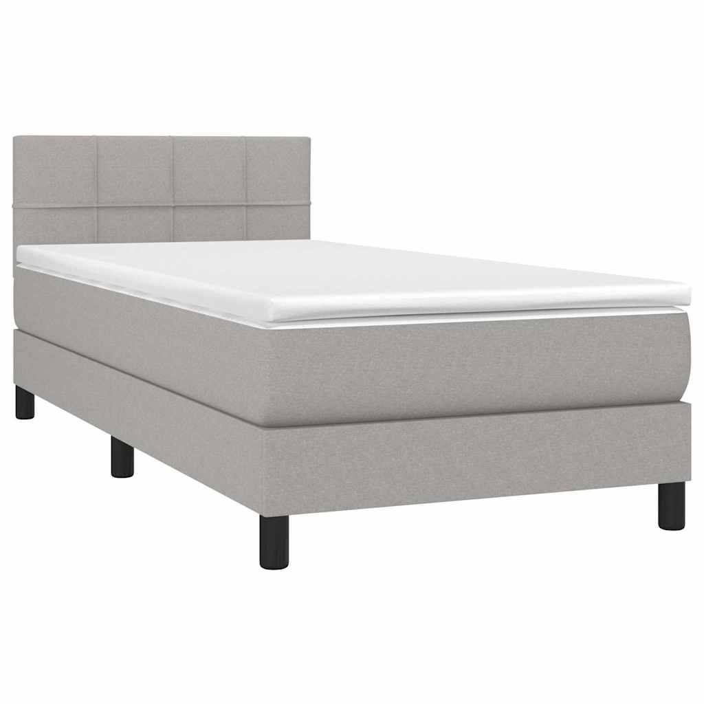 Sommier à lattes de lit et matelas Gris clair 90x190 cm Tissu - XIOS