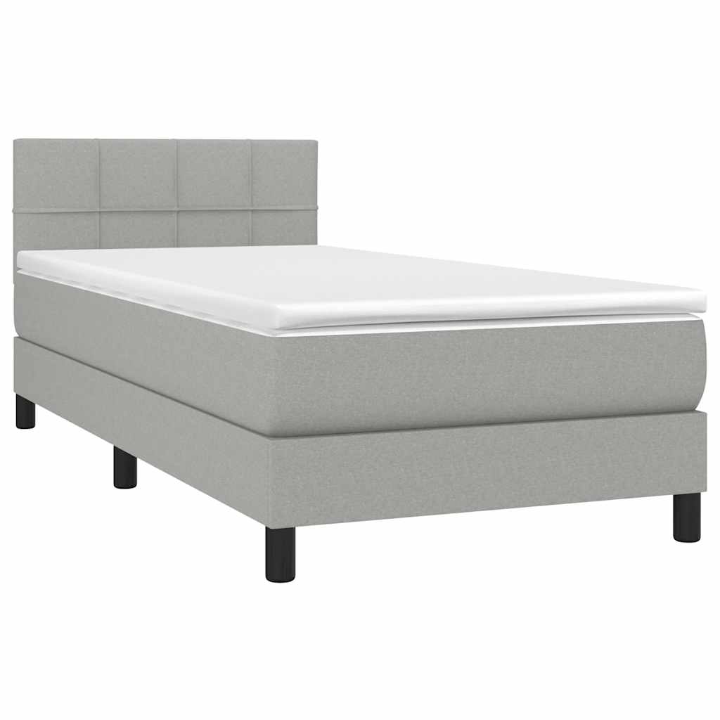 Sommier à lattes de lit et matelas Gris clair 90x190 cm Tissu - XIOS