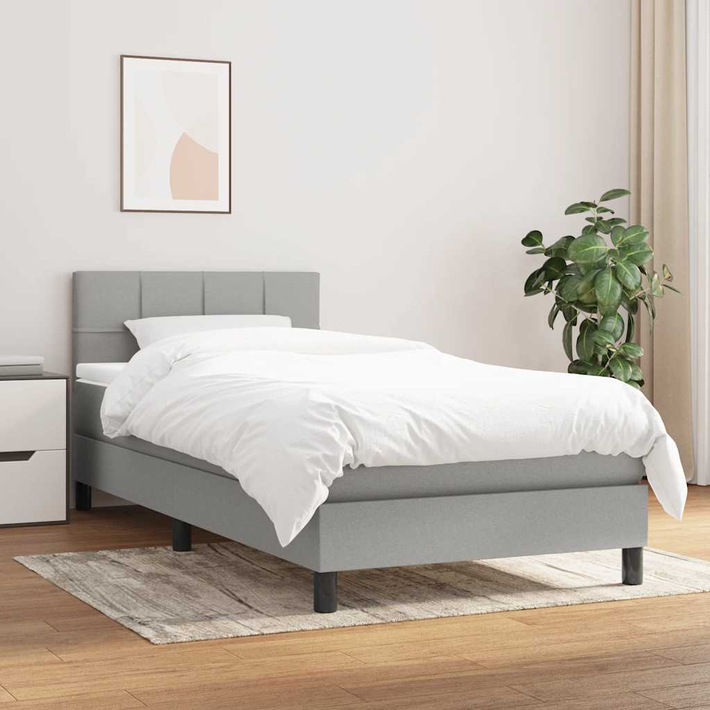 Sommier à lattes de lit et matelas Gris clair 90x190 cm Tissu - XIOS