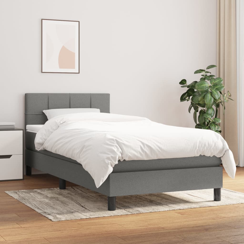 Sommier à lattes de lit et matelas Gris foncé 90x190 cm Tissu - XIOS