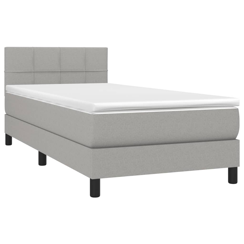 Sommier à lattes de lit avec matelas Gris clair 90x200 cm Tissu