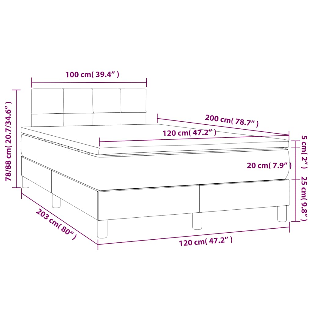 Sommier à lattes de lit avec matelas Crème 120x200 cm Tissu - XIOS