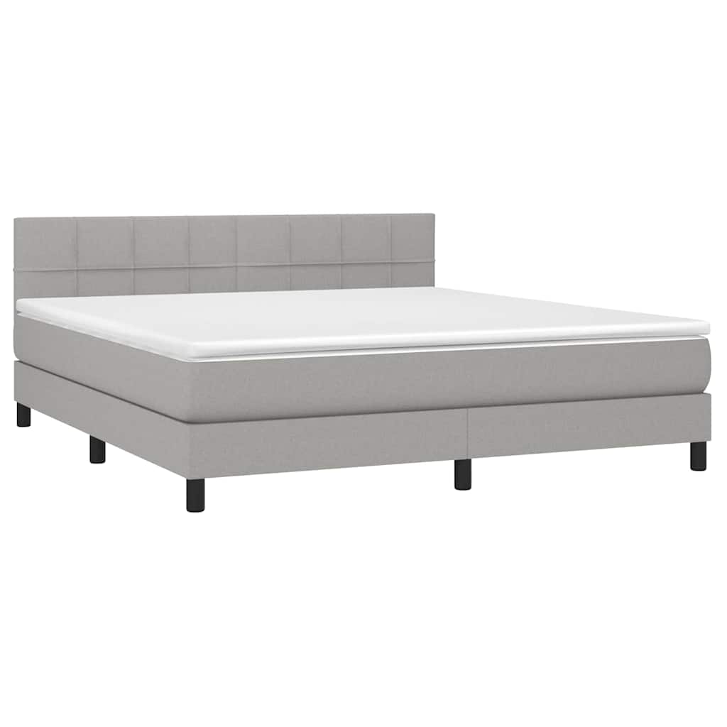 Sommier à lattes de lit avec matelas Gris clair 160x200cm Tissu - XIOS