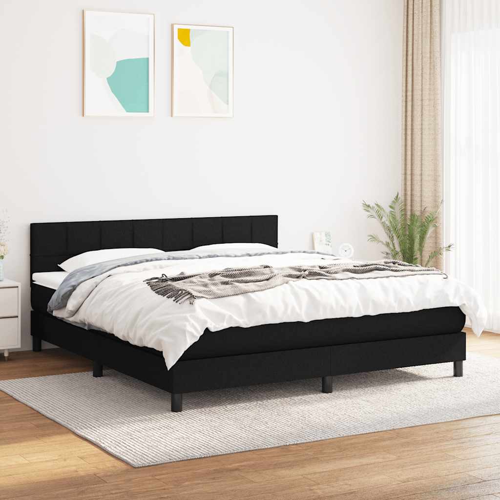 Sommier à lattes de lit avec matelas Noir 160x200 cm Tissu - XIOS