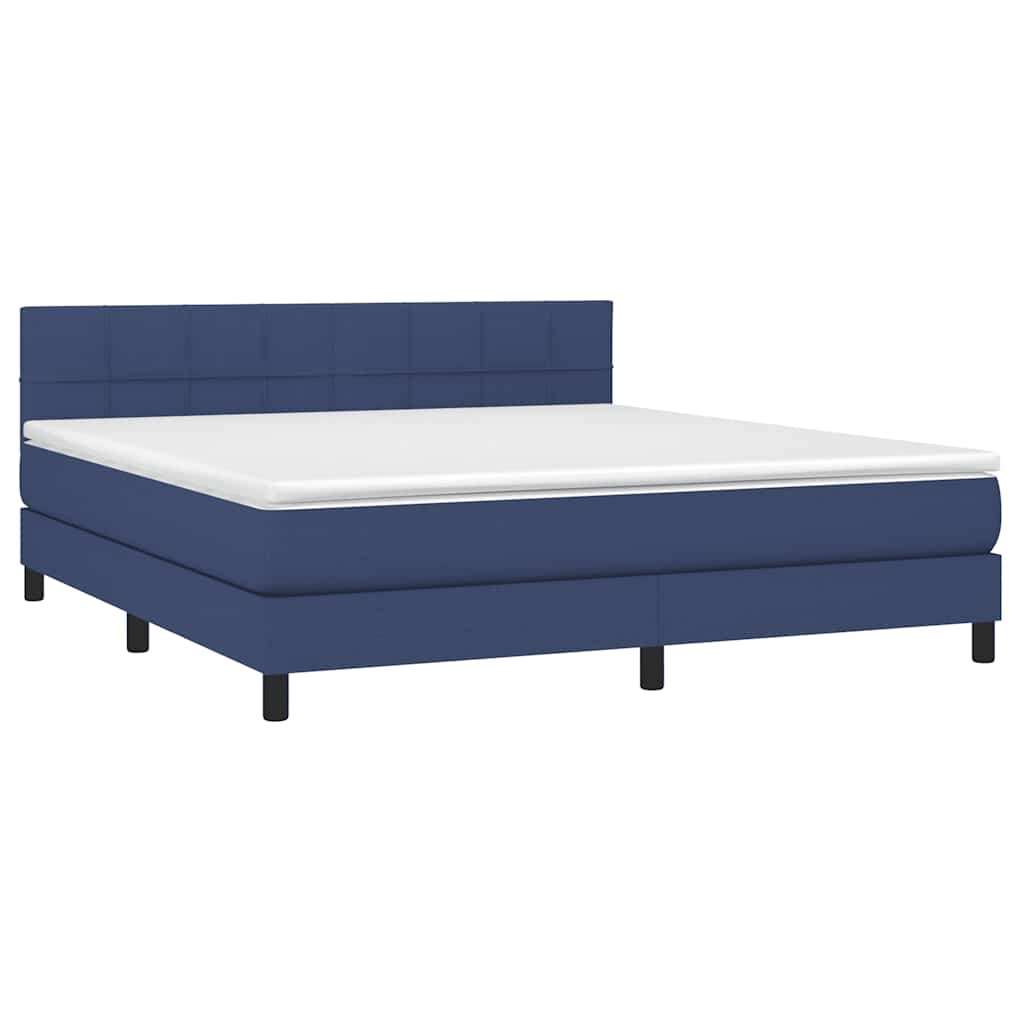 Sommier à lattes de lit avec matelas Bleu 160x200 cm Tissu - XIOS