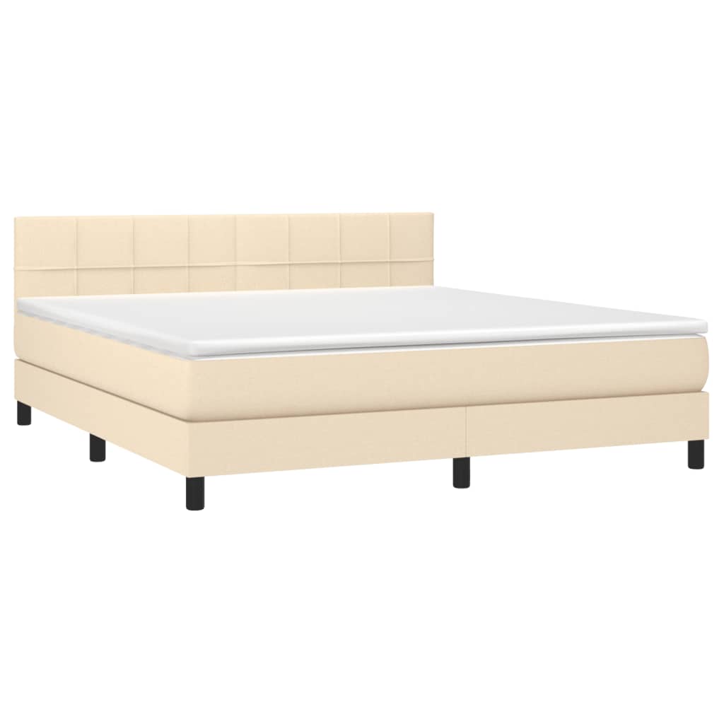 Sommier à lattes de lit avec matelas Crème 180x200 cm Tissu