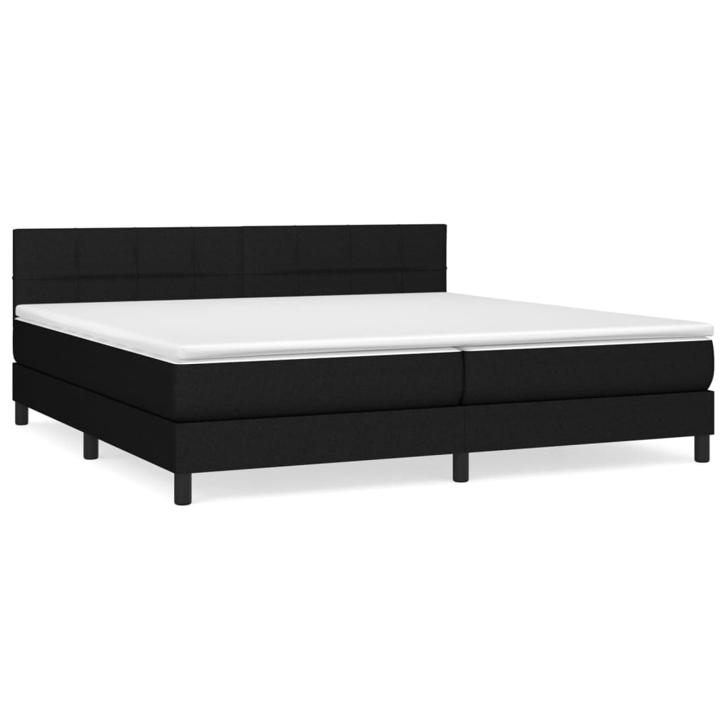 Sommier à lattes de lit avec matelas Noir 200x200 cm Tissu