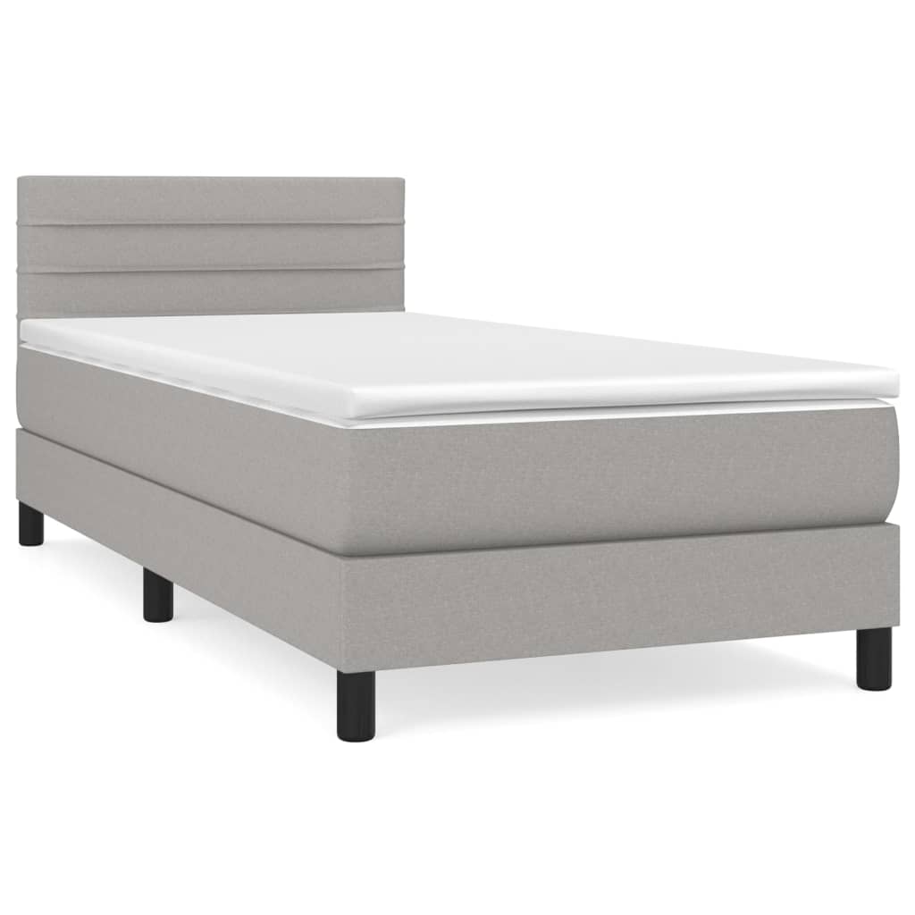 Sommier à lattes de lit et matelas Gris clair 90x190 cm Tissu - XIOS