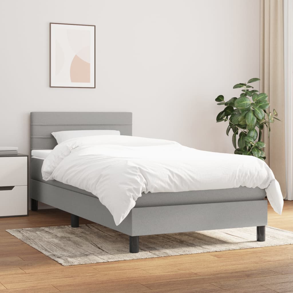 Sommier à lattes de lit et matelas Gris clair 90x190 cm Tissu - XIOS