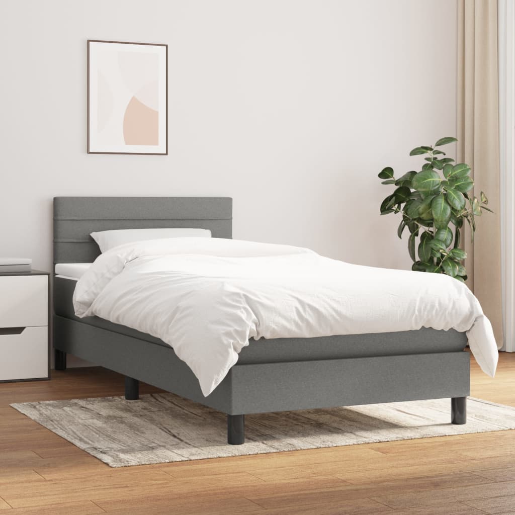 Sommier à lattes de lit avec matelas Gris foncé 90x200 cm Tissu - XIOS
