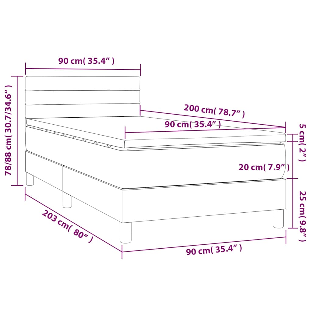 Sommier à lattes de lit avec matelas Noir 90x200 cm Tissu - XIOS