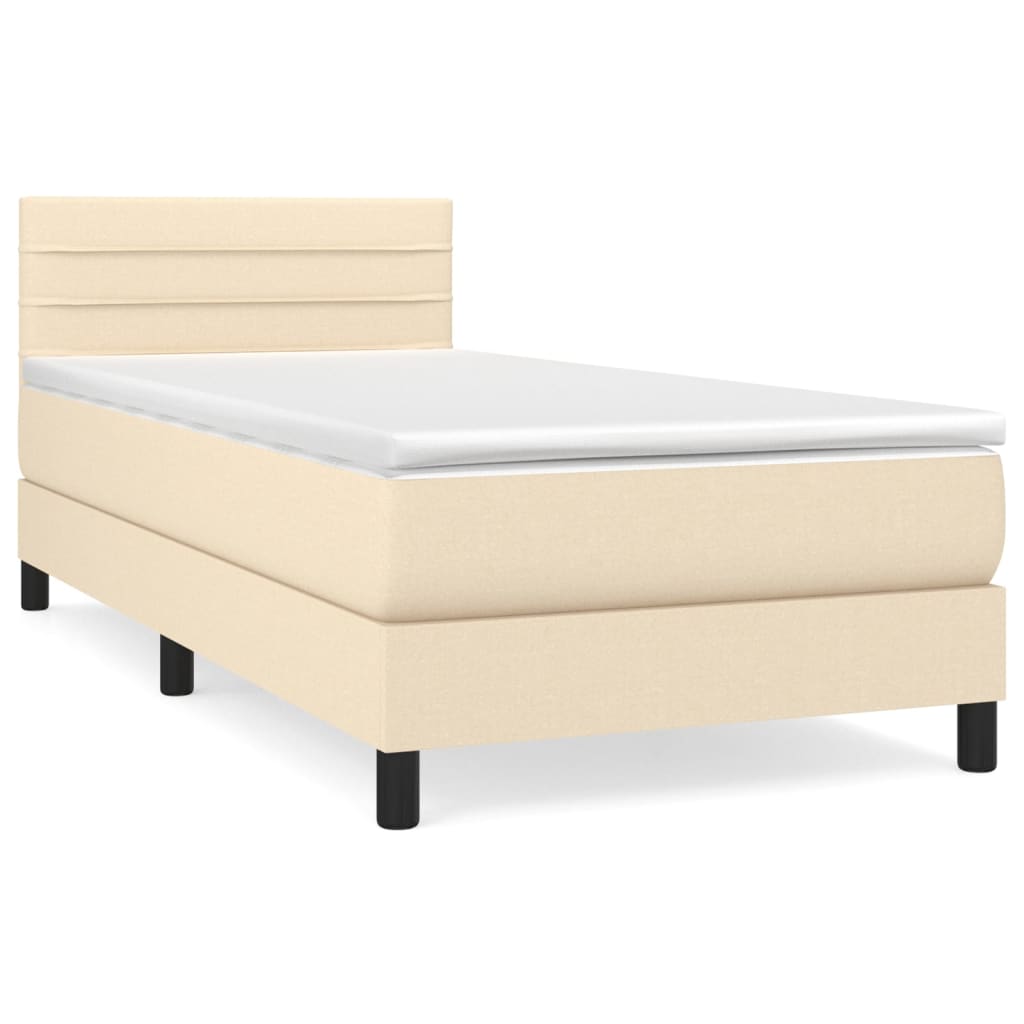 Sommier à lattes de lit avec matelas Crème 90x200 cm Tissu - XIOS
