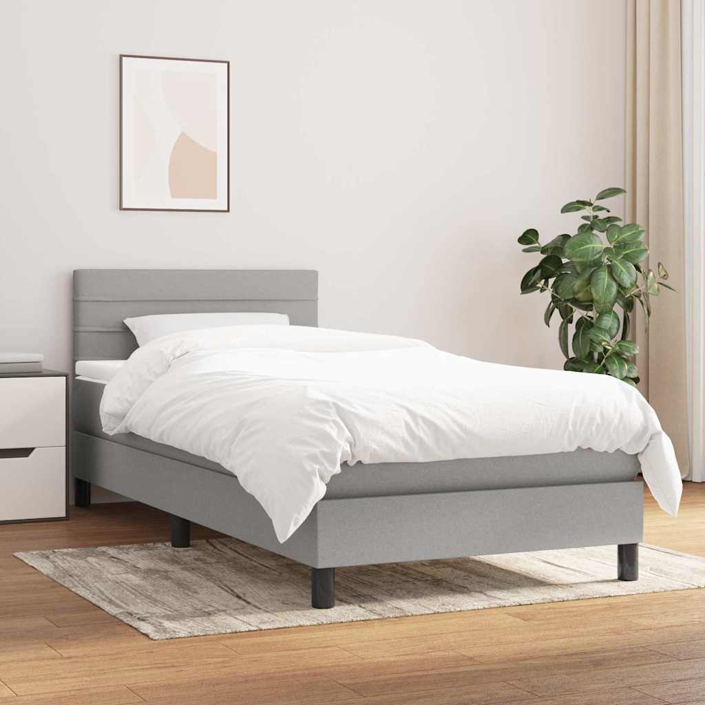 Sommier à lattes de lit avec matelas Gris clair 100x200cm Tissu - XIOS