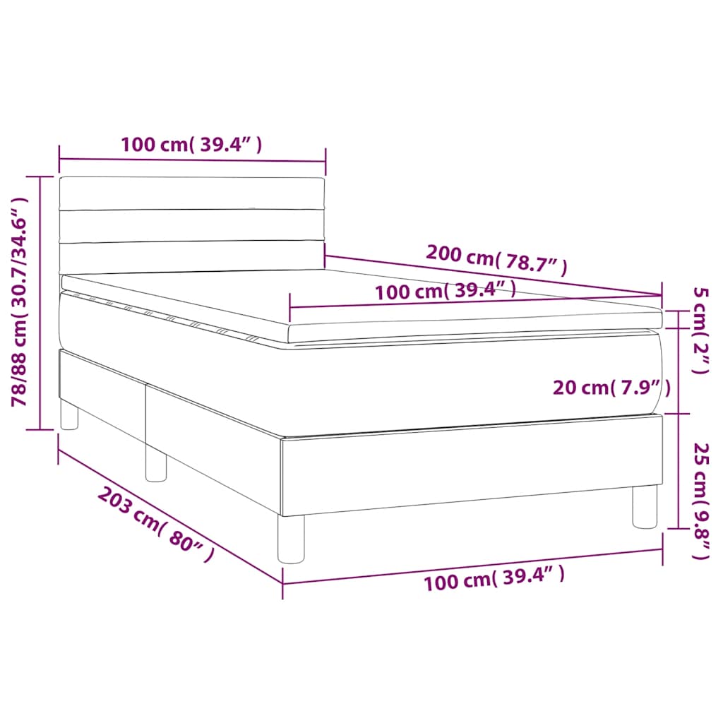 Sommier à lattes de lit avec matelas Crème 100x200 cm Tissu - XIOS