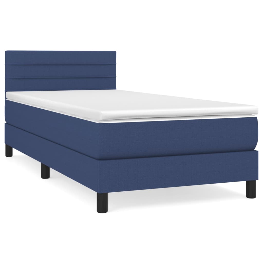 Sommier à lattes de lit avec matelas Bleu 100x200 cm Tissu - XIOS