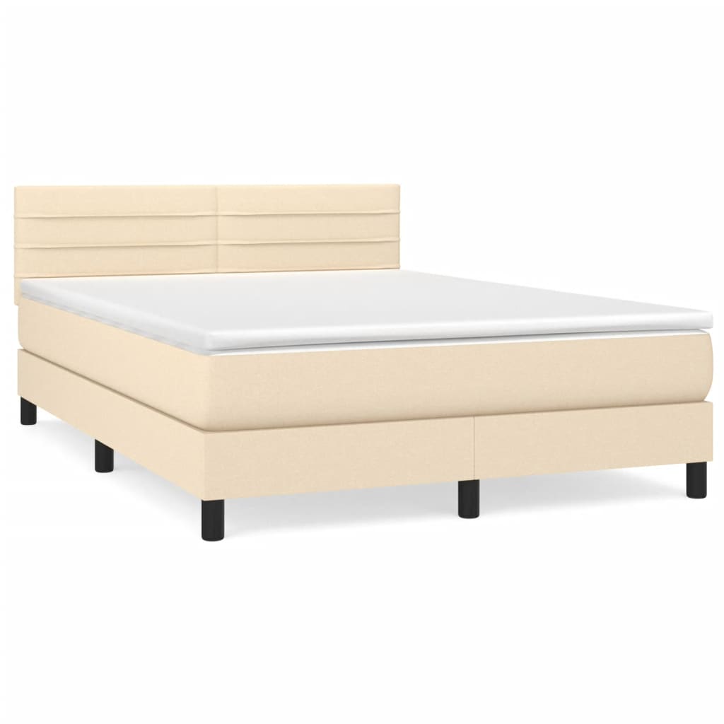 Sommier à lattes de lit avec matelas Crème 140x190 cm Tissu - XIOS