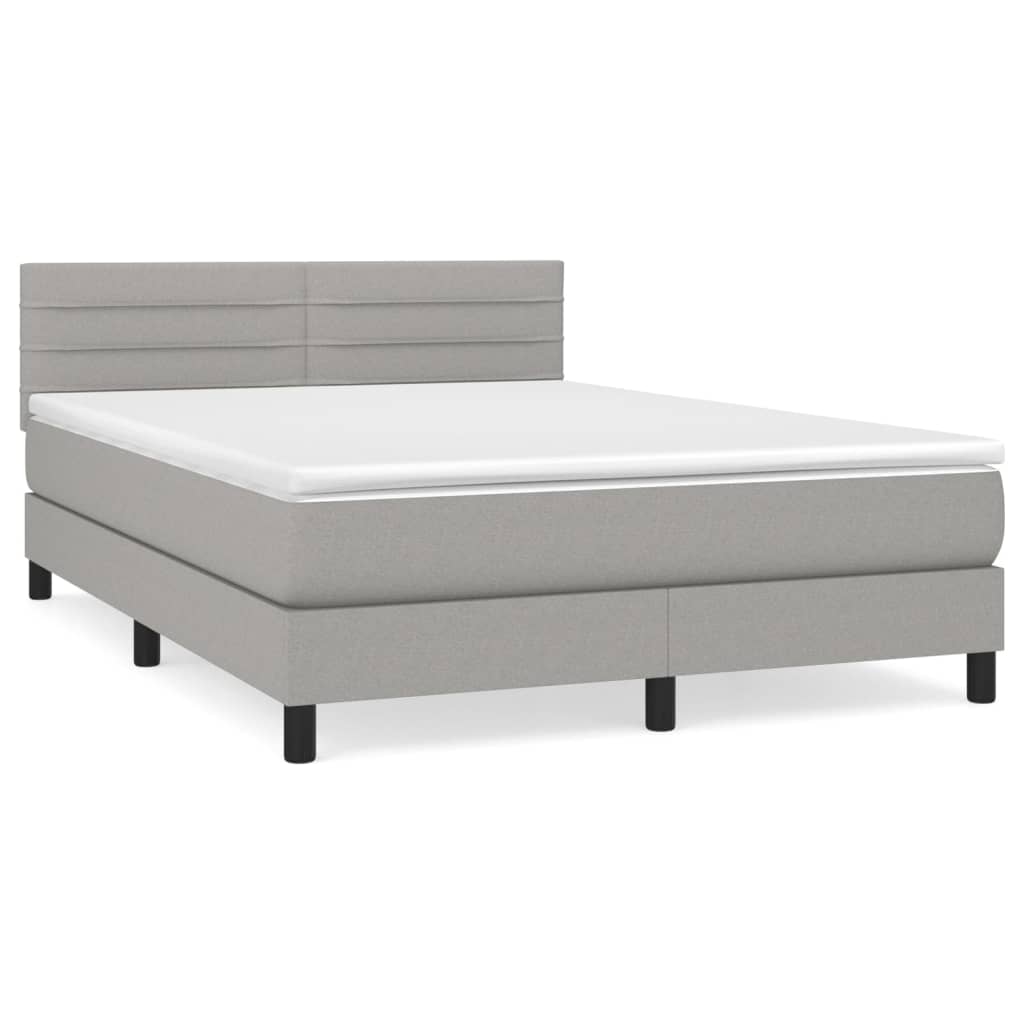 Sommier à lattes de lit avec matelas Gris clair 140x200cm Tissu - XIOS
