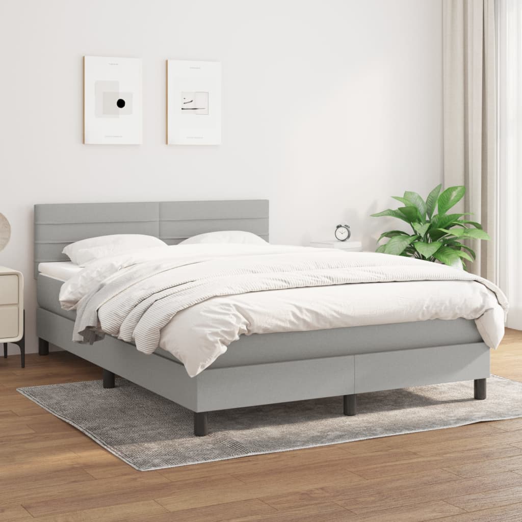 Sommier à lattes de lit avec matelas Gris clair 140x200cm Tissu - XIOS