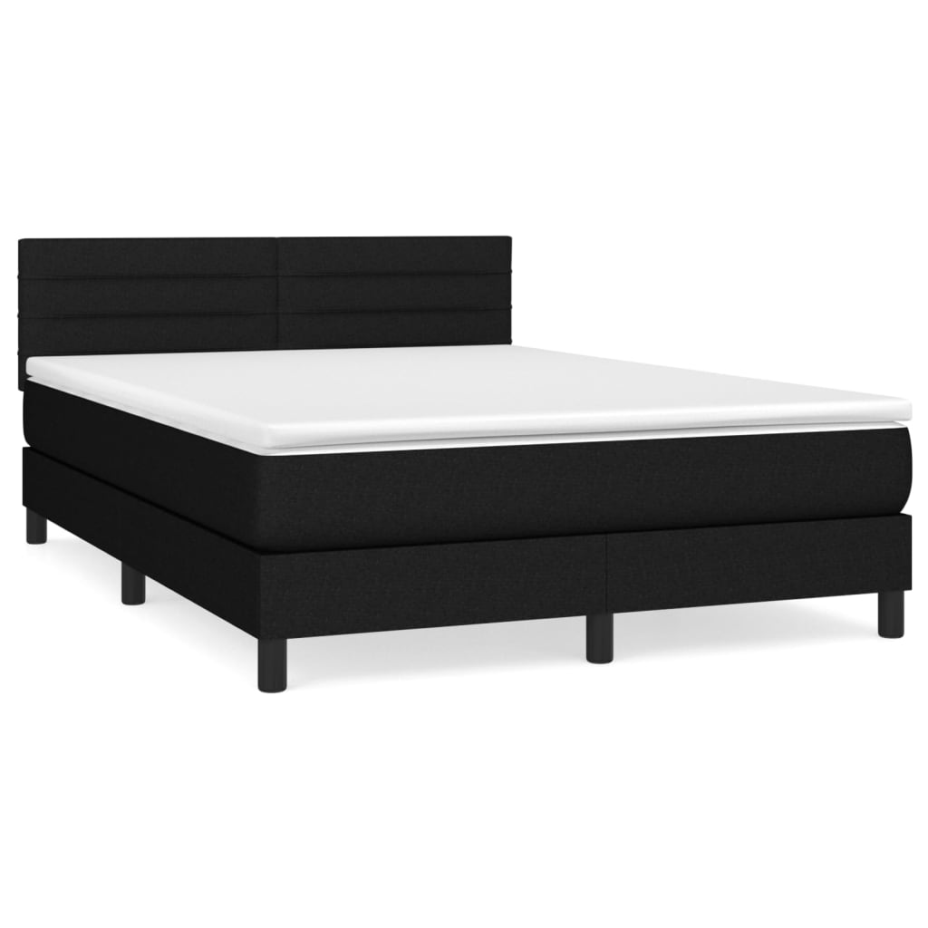 Sommier à lattes de lit avec matelas Noir 140x200 cm Tissu - XIOS