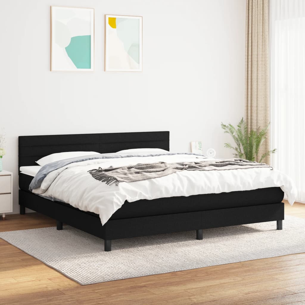 Sommier à lattes de lit avec matelas Noir 160x200 cm Tissu - XIOS