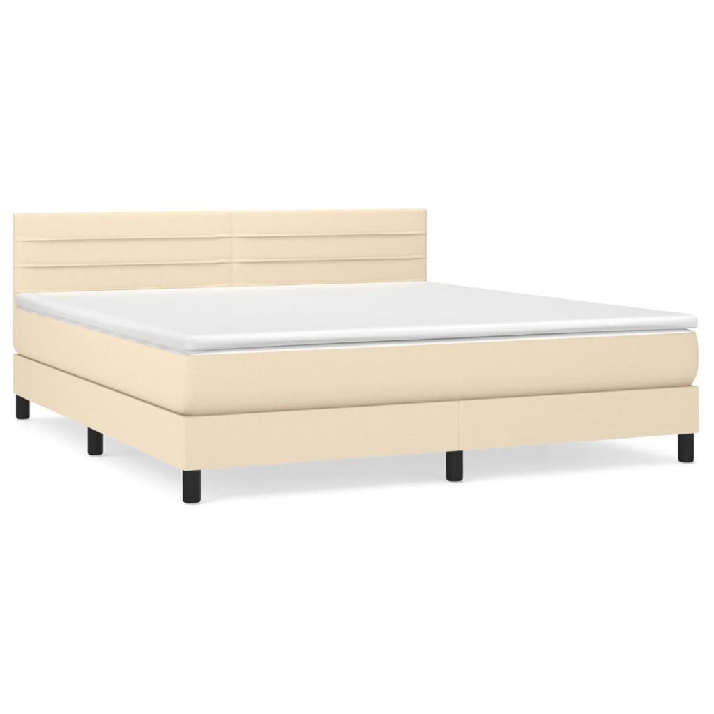 Sommier à lattes de lit avec matelas Crème 160x200 cm Tissu - XIOS