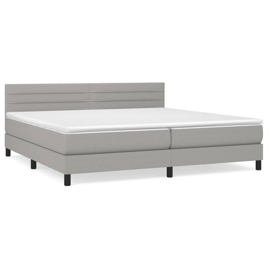 Sommier à lattes de lit avec matelas Gris clair 200x200cm Tissu - XIOS