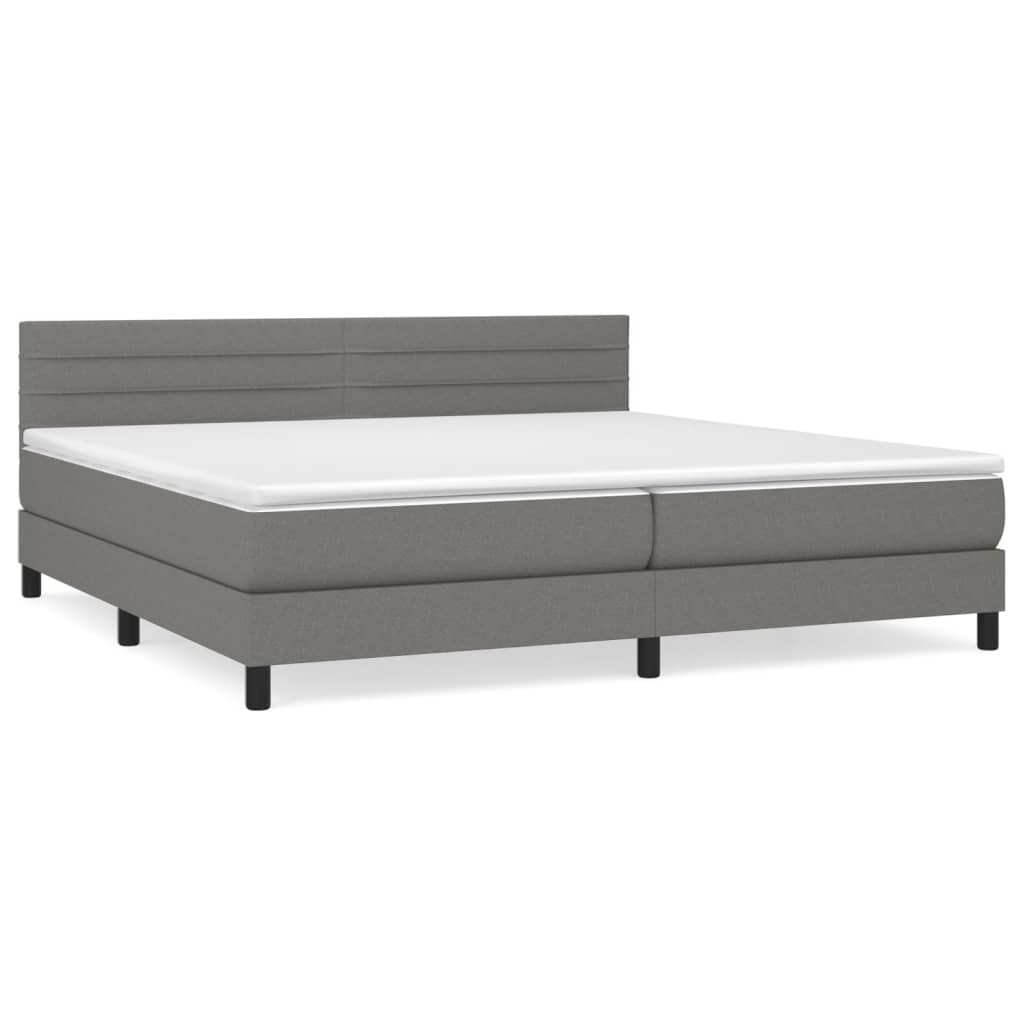 Sommier à lattes de lit avec matelas Gris foncé 200x200cm Tissu