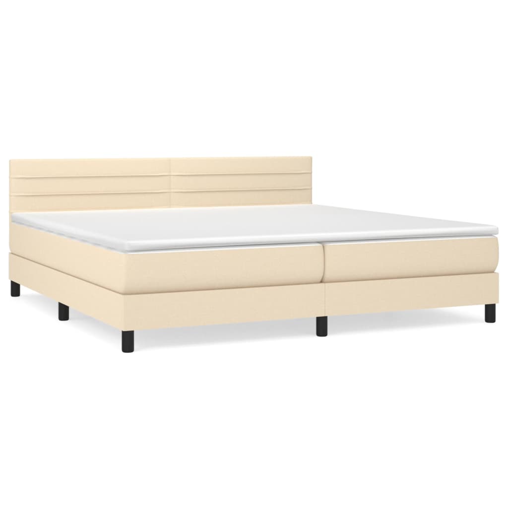 Sommier à lattes de lit avec matelas Crème 200x200 cm Tissu