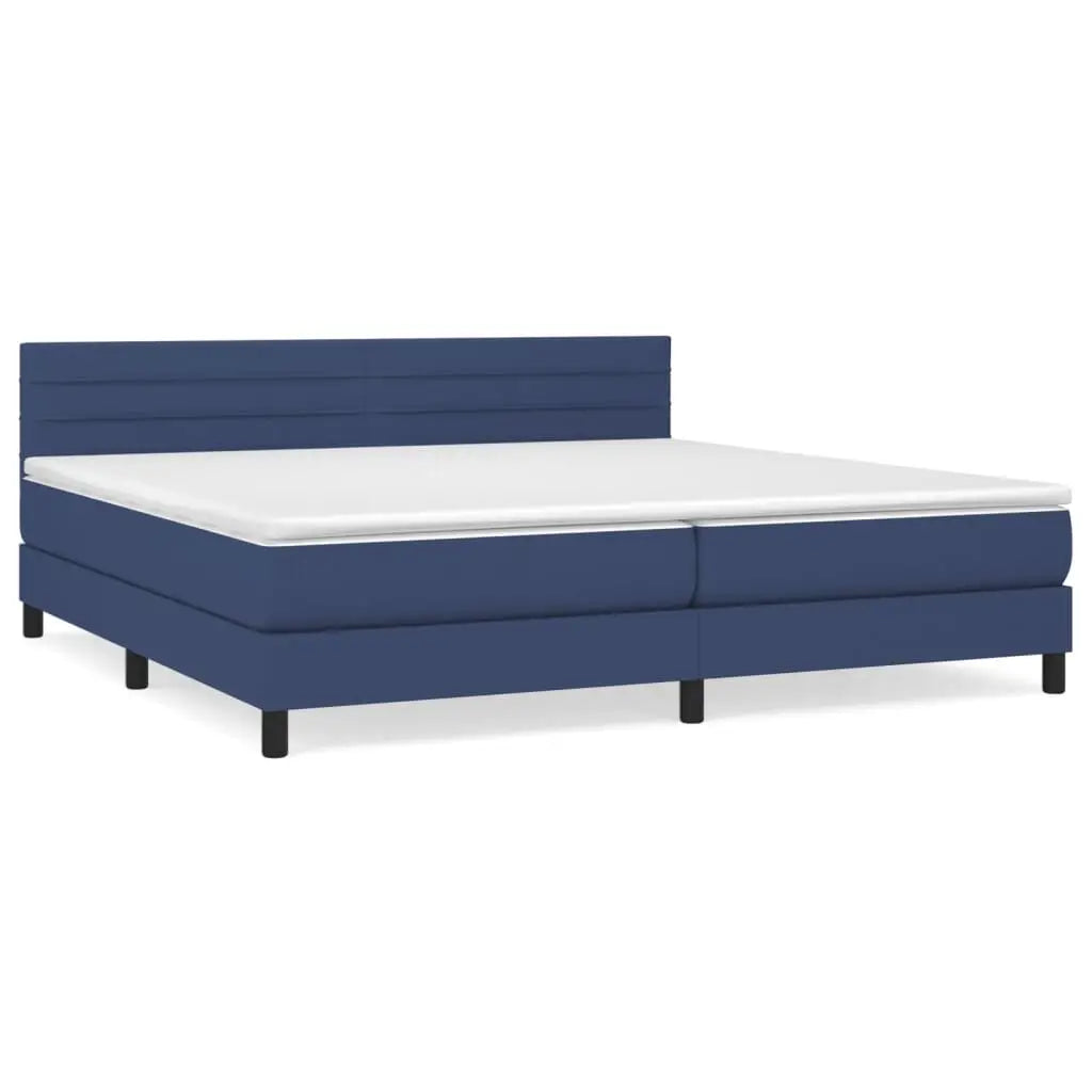 Sommier à lattes de lit avec matelas Bleu 200x200 cm Tissu - XIOS