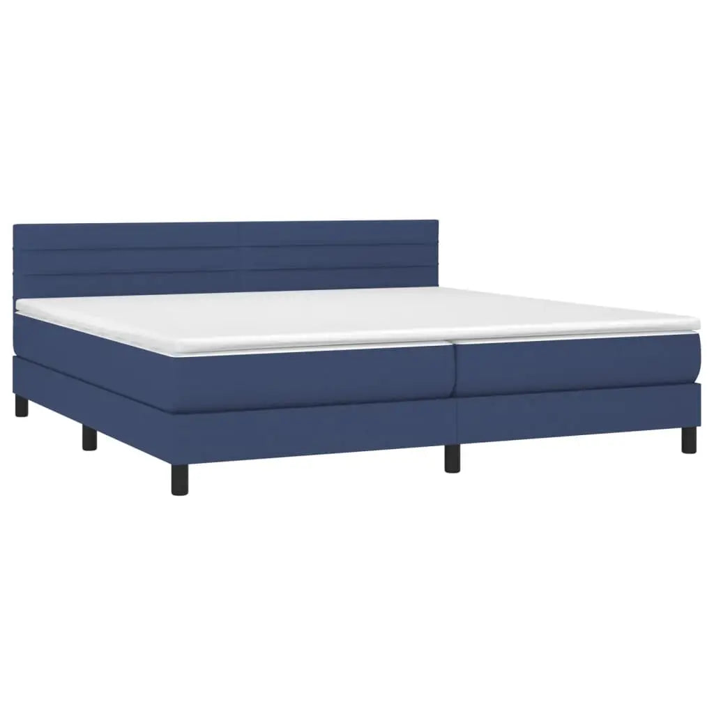 Sommier à lattes de lit avec matelas Bleu 200x200 cm Tissu - XIOS