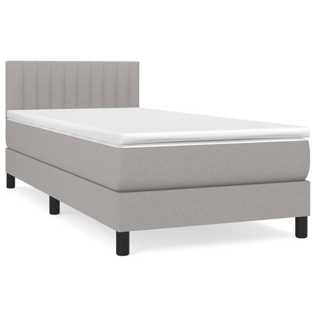 Sommier à lattes de lit et matelas Gris clair 90x190 cm Tissu - XIOS
