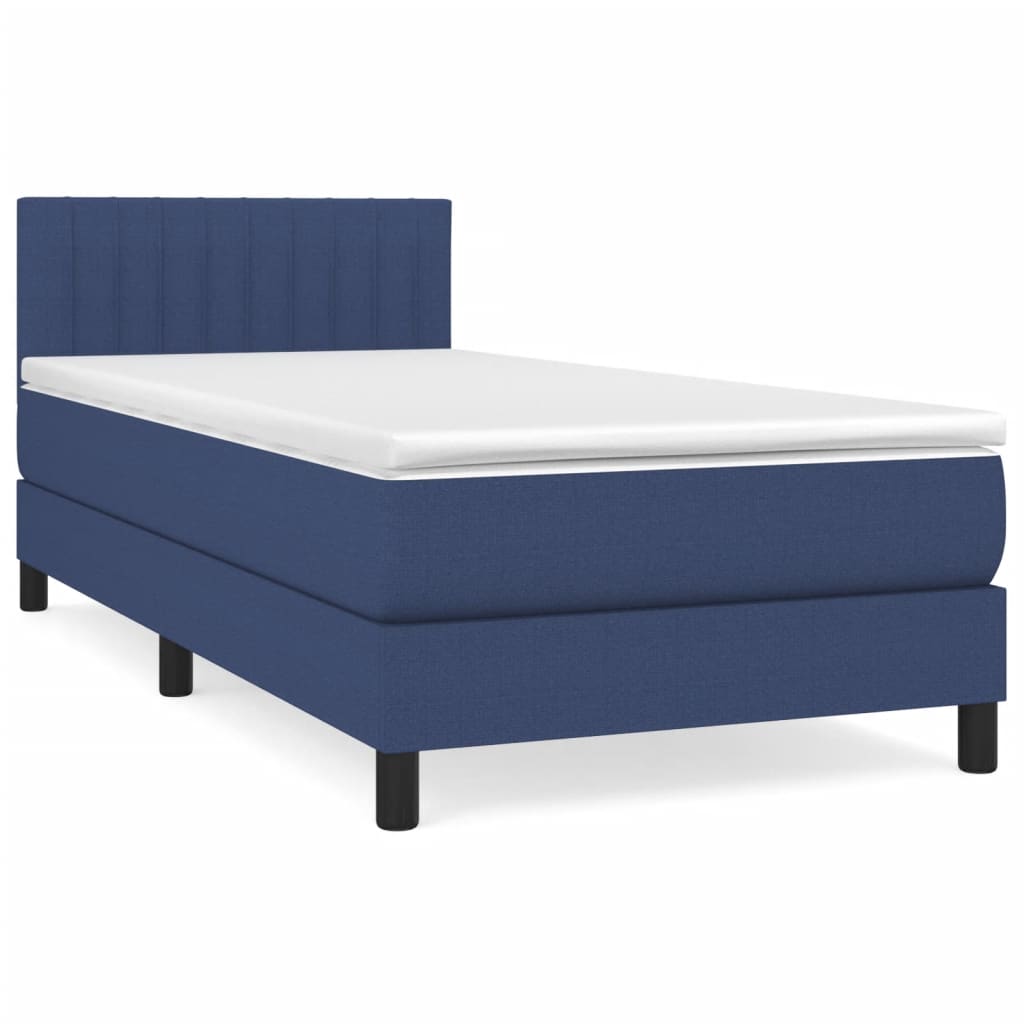 Sommier à lattes de lit avec matelas Bleu 100x200 cm Tissu - XIOS