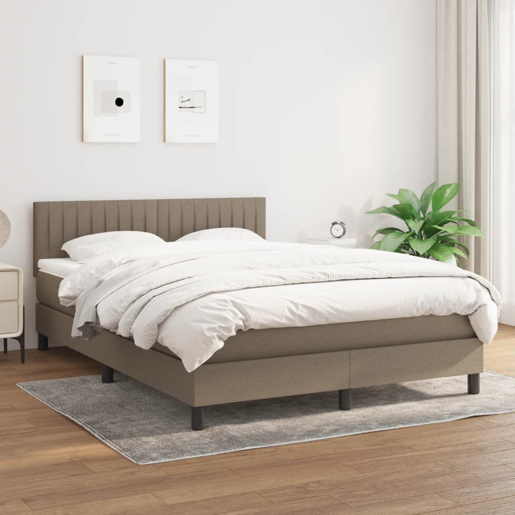 Sommier à lattes de lit avec matelas Taupe 140x190 cm Tissu - XIOS