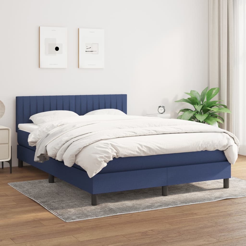 Sommier à lattes de lit avec matelas Bleu 140x190 cm Tissu - XIOS