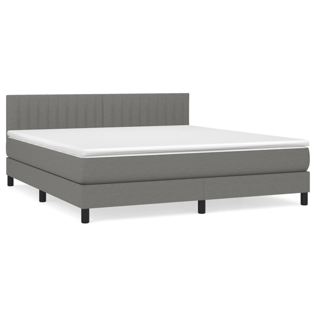 Sommier à lattes de lit avec matelas Gris foncé 160x200cm Tissu - XIOS