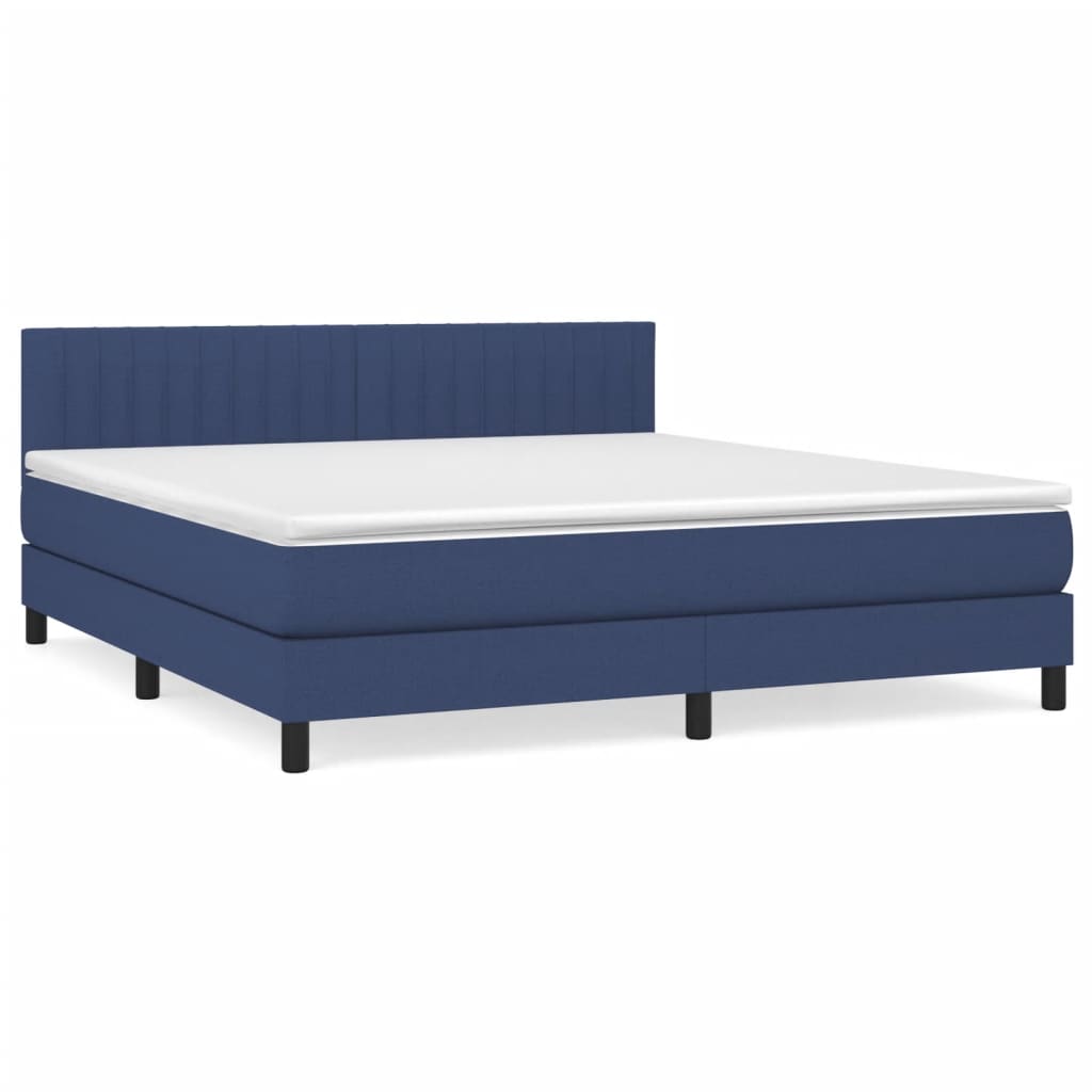 Sommier à lattes de lit avec matelas Bleu 160x200 cm Tissu - XIOS