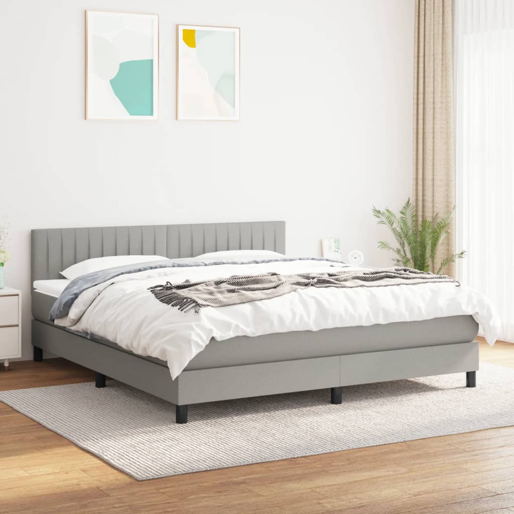 Sommier à lattes de lit avec matelas Gris clair 180x200cm Tissu - XIOS
