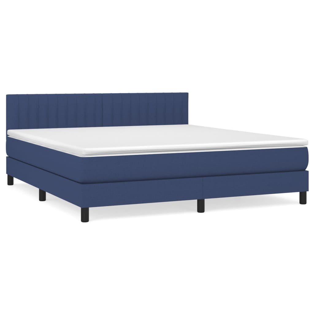 Sommier à lattes de lit avec matelas Bleu 180x200 cm Tissu
