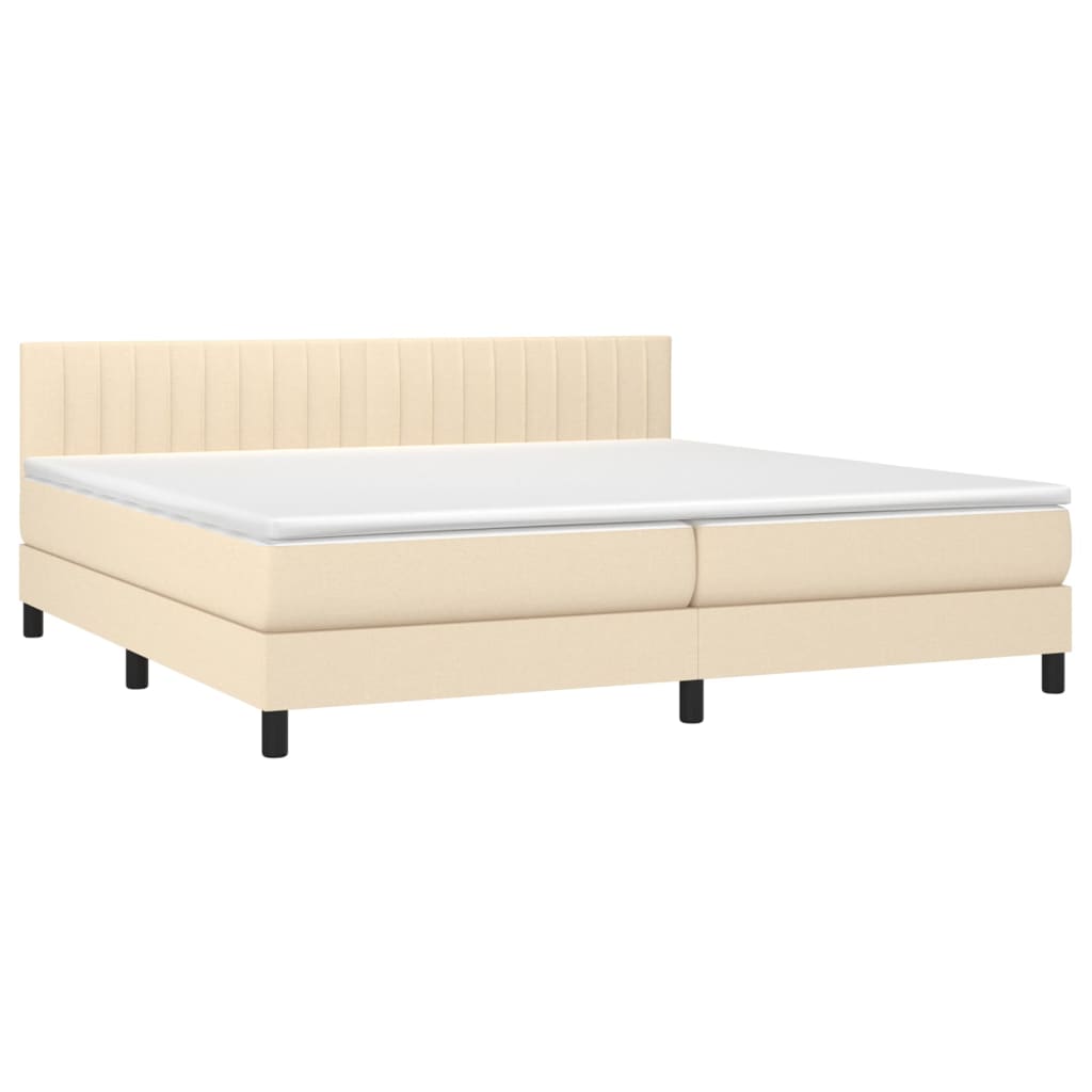 Sommier à lattes de lit avec matelas Crème 200x200 cm Tissu