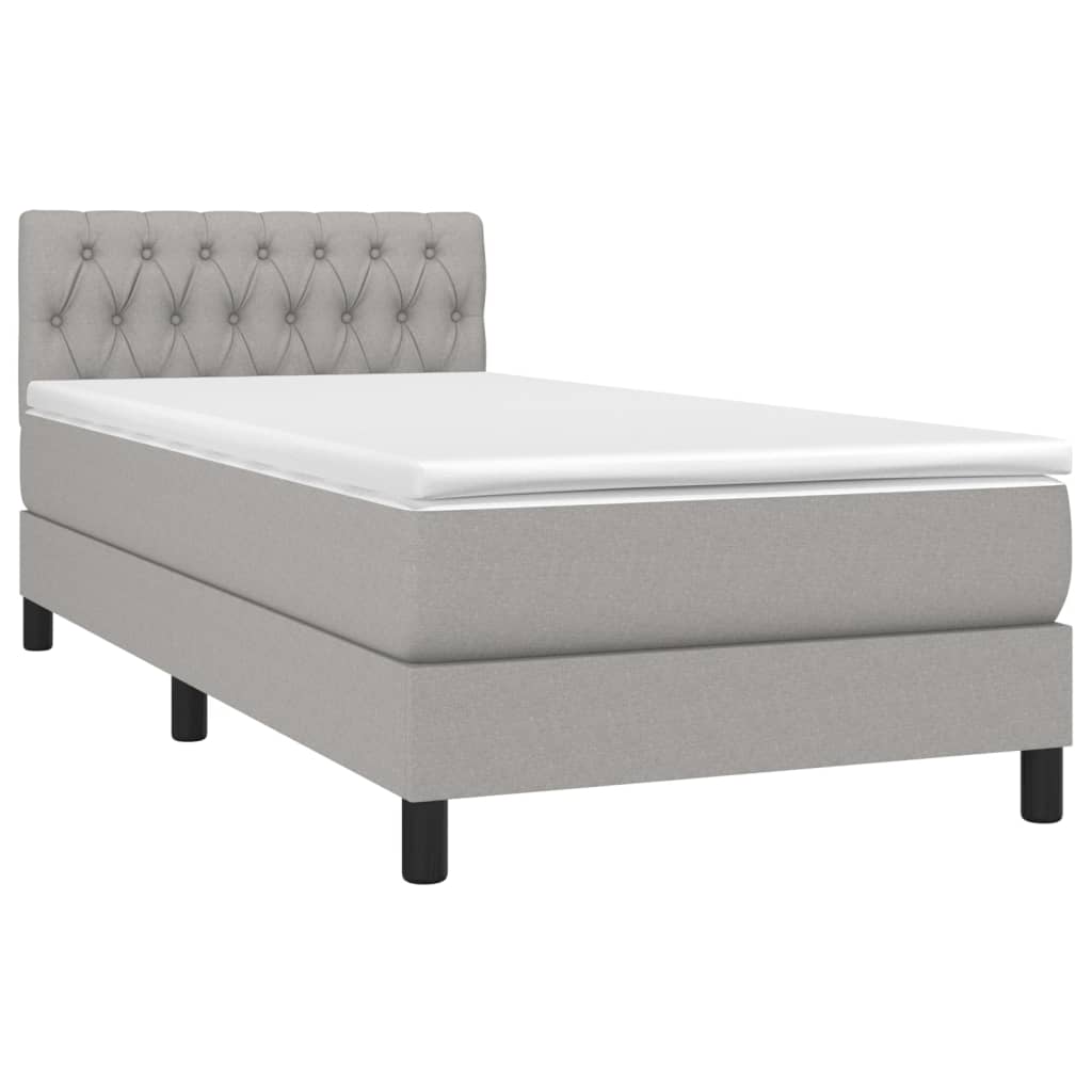 Sommier à lattes de lit et matelas Gris clair 90x190 cm Tissu - XIOS